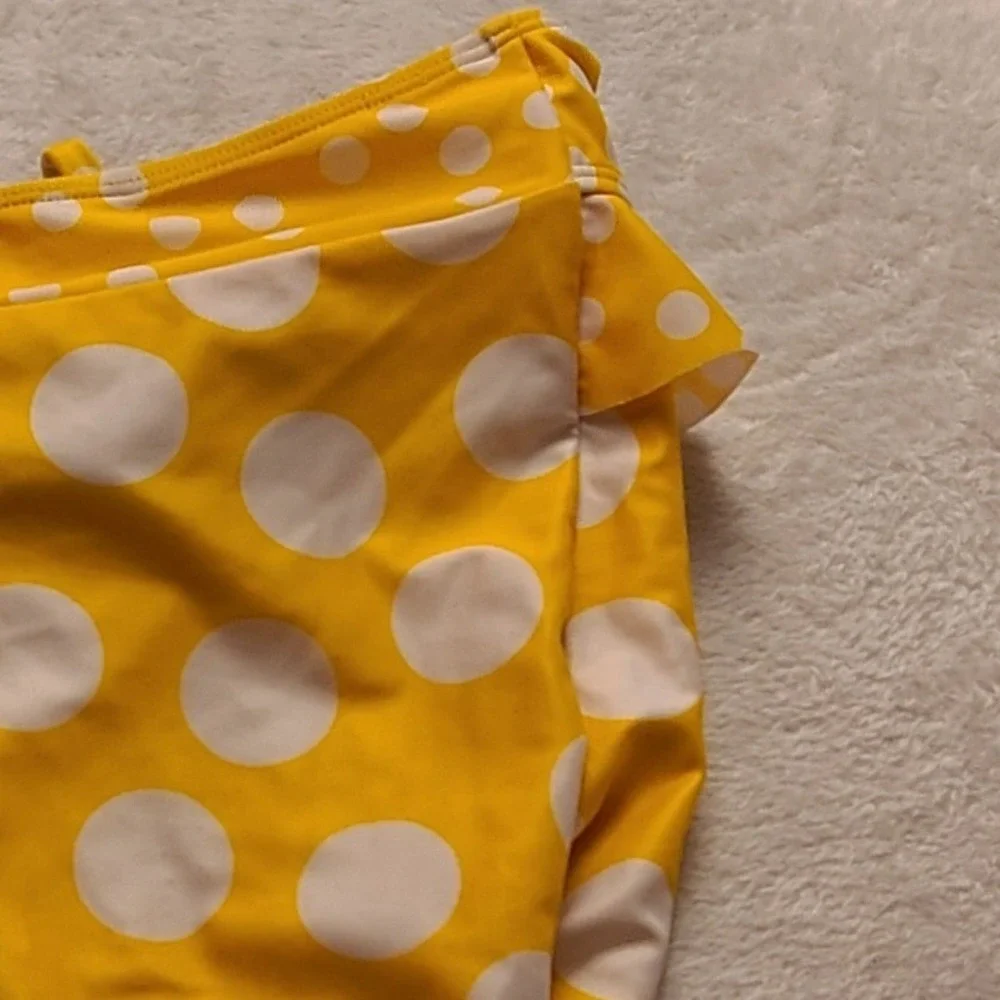 Wonder Nation Girls Yellow Polka Dot Ruffle One Piece Swimsuit L 10-12 NWOT